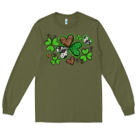 Army Green western st patricks day shamrocks and hearts Long Sleeve Tee - Artiststas