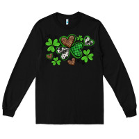 Black western st patricks day shamrocks and hearts Long Sleeve Tee - Artiststas