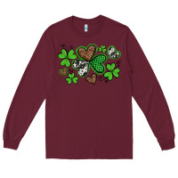 Burgundy western st patricks day shamrocks and hearts Long Sleeve Tee - Artiststas