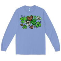Colony Blue western st patricks day shamrocks and hearts Long Sleeve Tee - Artiststas