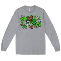 Heather Grey western st patricks day shamrocks and hearts Long Sleeve Tee - Artiststas