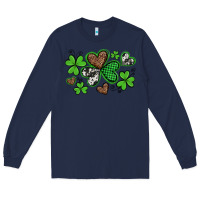 Navy western st patricks day shamrocks and hearts Long Sleeve Tee - Artiststas