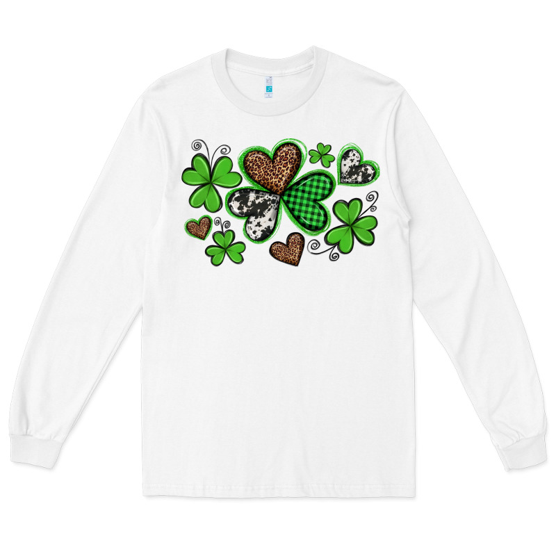 Western St Patricks Day Shamrocks And Hearts Long Sleeve Tee by Artiststas | Teevron