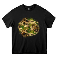 Black camouflage and leopard patch  2 Heavy Core Tee - BundleAndBundleShop