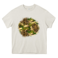 Cream camouflage and leopard patch  2 Heavy Core Tee - BundleAndBundleShop