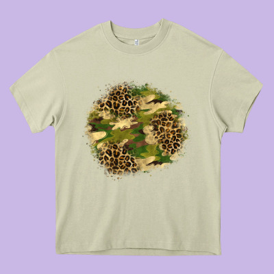 Camouflage And Leopard Patch  2 Heavy Core Tee Designed By Bundleandbundleshop