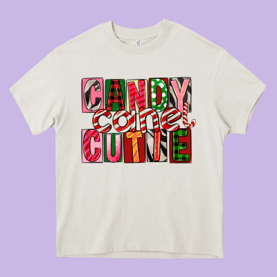 Candy Cane Cutie Heavy Core Tee Designed By Fadigitalartstudio