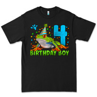 Black birthday boy frog age 4 Premium Tee - LillyAllenDesigns
