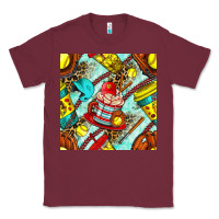Burgundy softball coffee cup and bat with leopard seamless pattern bbs Classic Tee - BundleAndBundleShop