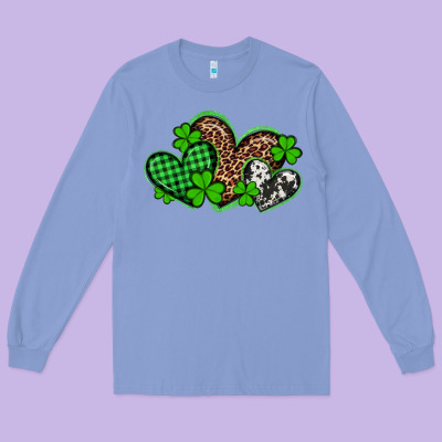 St Patricks Day Western Hearts Long Sleeve Tee Designed By Artiststas
