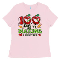 Bubblegum Pink 100 days of making a difference Ladies Tee - Artiststas
