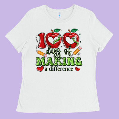 100 Days Of Making A Difference Ladies Tee Designed By Artiststas