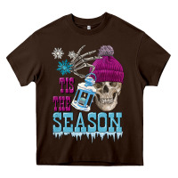 Chocolate Brown tis the season winter skull Heavy Core Tee - FaDigitalArtStudio