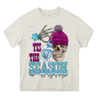 Cream tis the season winter skull Heavy Core Tee - FaDigitalArtStudio
