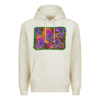 Oatmeal Heather mardi gras mask background Premium Hoodie - BarkalooDesign