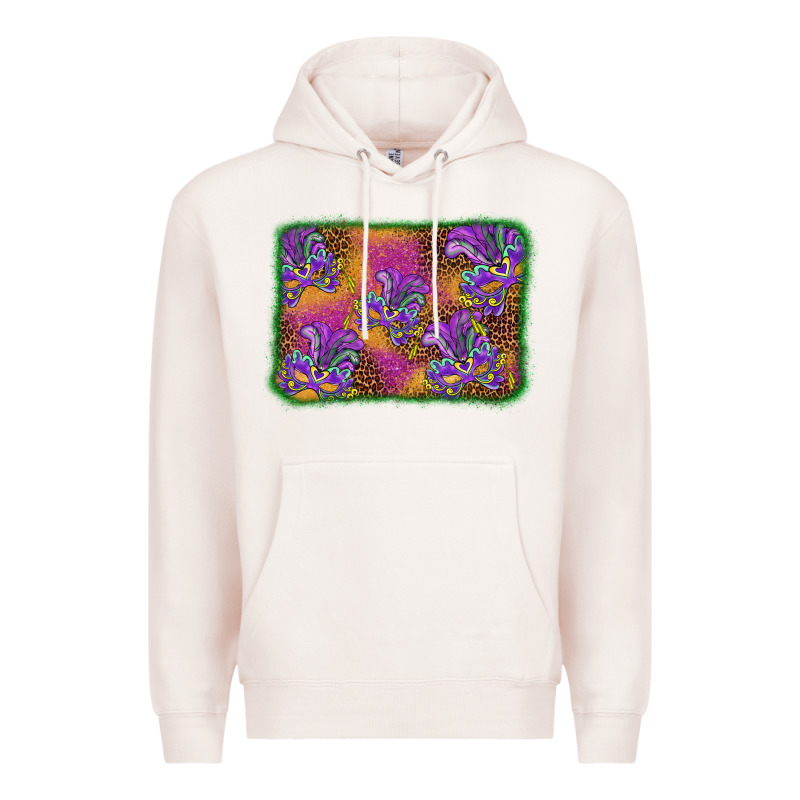 Mardi Gras Mask Background Premium Hoodie by BarkalooDesign | Teevron