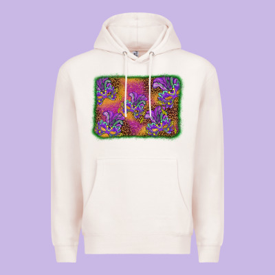 Mardi Gras Mask Background Premium Hoodie Designed By Barkaloodesign