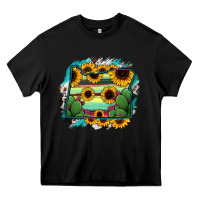 Black Oregon Map Sunflower Cactus Serape Heavy Core Tee - RanaPortraitStore