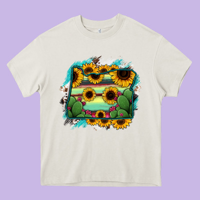 Oregon Map Sunflower Cactus Serape Heavy Core Tee Designed By Ranaportraitstore