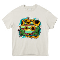 Cream Oregon Map Sunflower Cactus Serape Heavy Core Tee - RanaPortraitStore