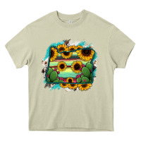 Mossy Oregon Map Sunflower Cactus Serape Heavy Core Tee - RanaPortraitStore