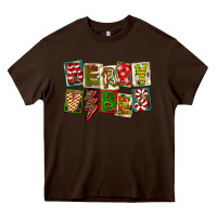 Chocolate Brown Merry Vibes Heavy Core Tee - FaDigitalArtStudio