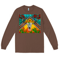 Chestnut western sunflowers longhorn bull skull Long Sleeve Tee - Artiststas