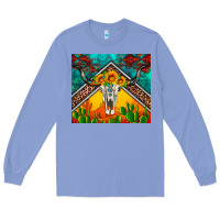 Colony Blue western sunflowers longhorn bull skull Long Sleeve Tee - Artiststas