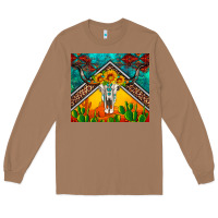 Toasted Coconut western sunflowers longhorn bull skull Long Sleeve Tee - Artiststas