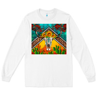 White western sunflowers longhorn bull skull Long Sleeve Tee - Artiststas