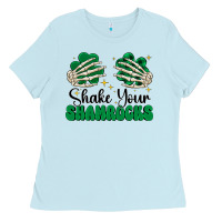 Baby Blue shake your shamrocks Ladies Tee - CowhideDigitalArt