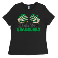 Black shake your shamrocks Ladies Tee - CowhideDigitalArt