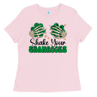 Bubblegum Pink shake your shamrocks Ladies Tee - CowhideDigitalArt