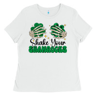 White shake your shamrocks Ladies Tee - CowhideDigitalArt