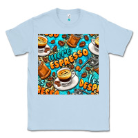 Dusty Blue more espresso less despresso coffee with leopard seamless pattern bbs Classic Tee - BundleAndBundleShop