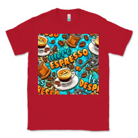 Red more espresso less despresso coffee with leopard seamless pattern bbs Classic Tee - BundleAndBundleShop
