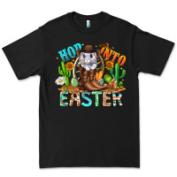 Black Hop Into Easter Bunny Western Premium Tee - CowhideDigitalArt