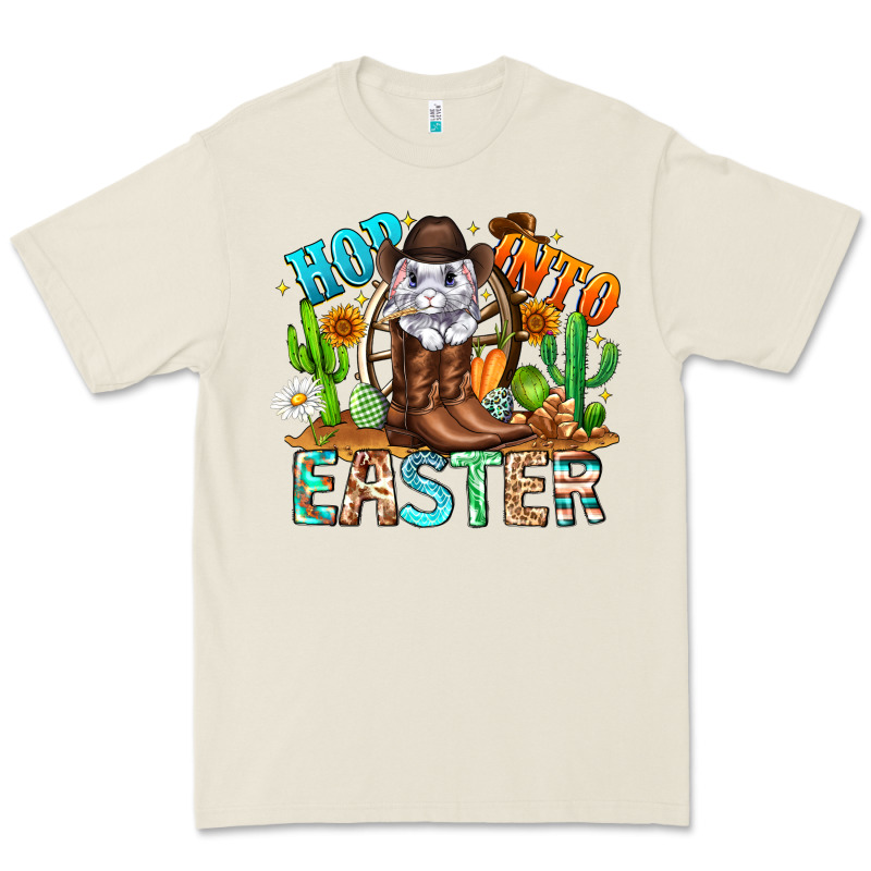 Hop Into Easter Bunny Western Premium Tee by CowhideDigitalArt | Teevron