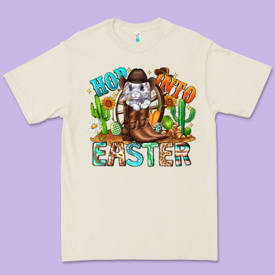 Hop Into Easter Bunny Western Premium Tee Designed By Cowhidedigitalart