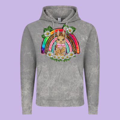 Easter Rabbit Rainbow Vintage Hoodie Designed By Barkaloodesign