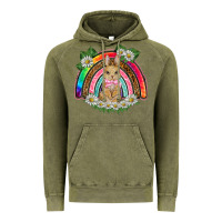 Vintage Olive easter rabbit rainbow Vintage Hoodie - BarkalooDesign