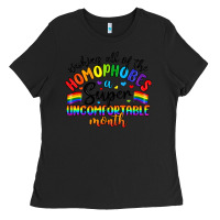 Black wishing all of the homophobes uncomfortable month Ladies Tee - Artiststas