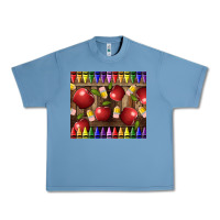 Pebble Blue Crayons And Apples Urban Heavy Tee - LillyAllenDesigns