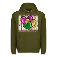 Army Green mardi gras heart Premium Hoodie - BarkalooDesign