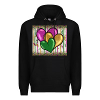Black mardi gras heart Premium Hoodie - BarkalooDesign