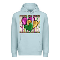 Blue Mist mardi gras heart Premium Hoodie - BarkalooDesign