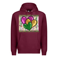 Burgundy mardi gras heart Premium Hoodie - BarkalooDesign