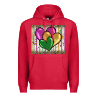 Cardinal mardi gras heart Premium Hoodie - BarkalooDesign