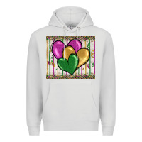 Dove Grey mardi gras heart Premium Hoodie - BarkalooDesign