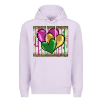 Lilac mardi gras heart Premium Hoodie - BarkalooDesign